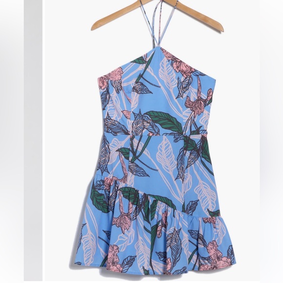 NWT Hutch Anthropologie Peri Inked Iris Halter Style Floral Mini Dress Size XL - Picture 4 of 4